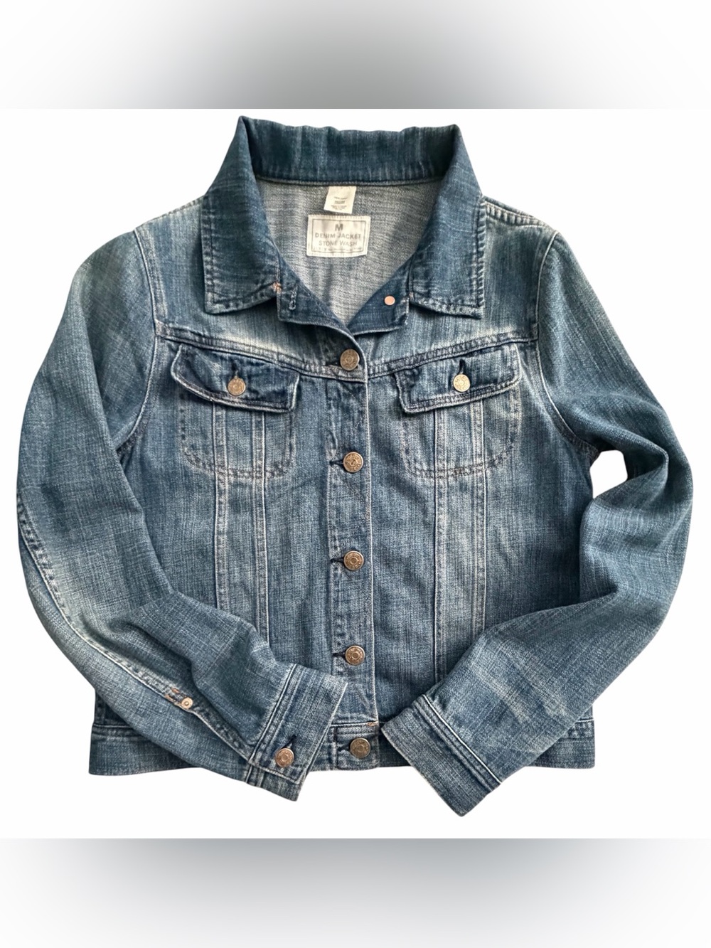 J. Crew Vintage Stone Wash Cotton Faded Denim Trucker Jean Jacket